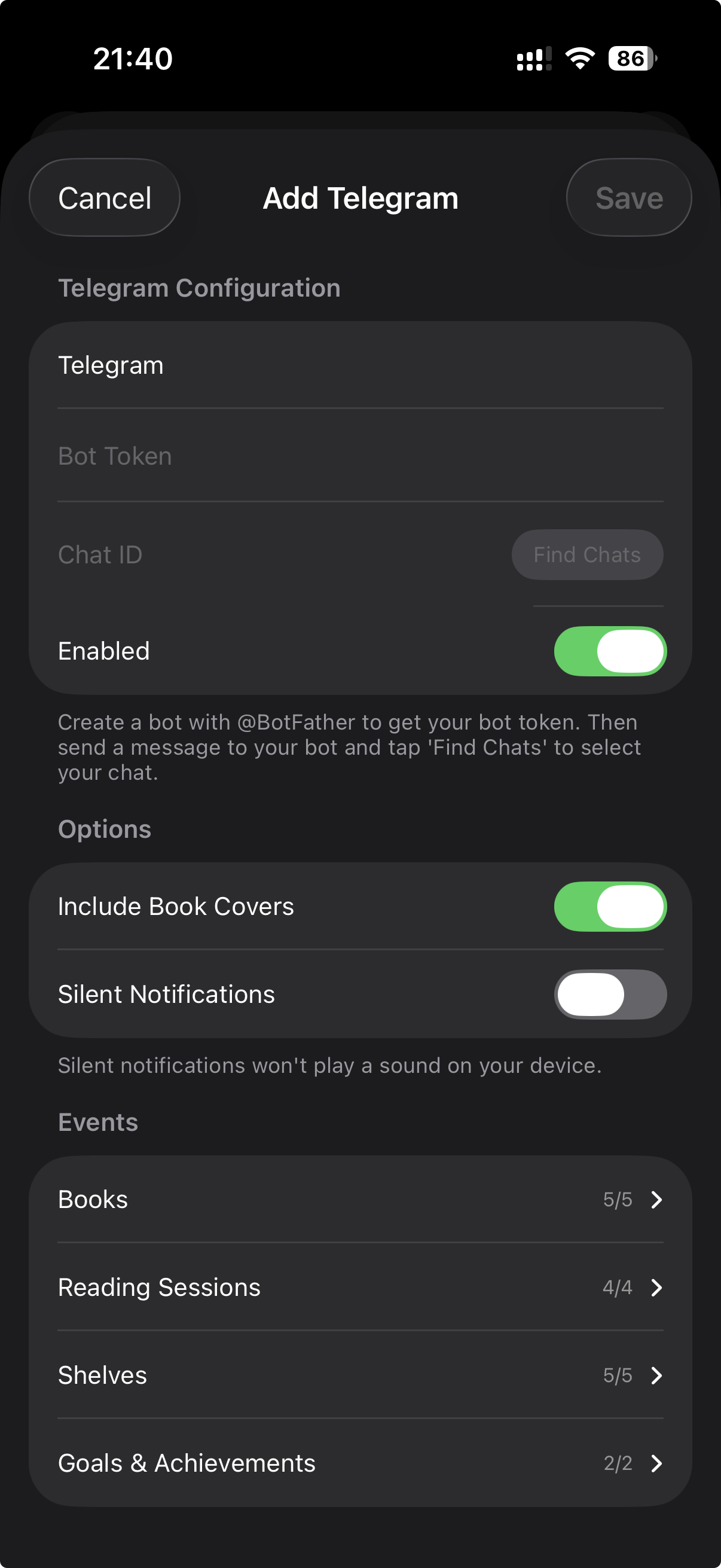 Add Telegram Integration