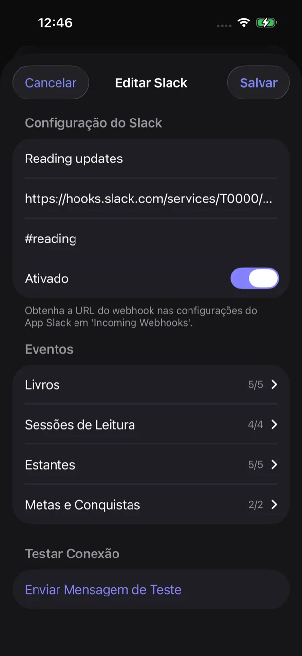 Configuração da integração com Slack