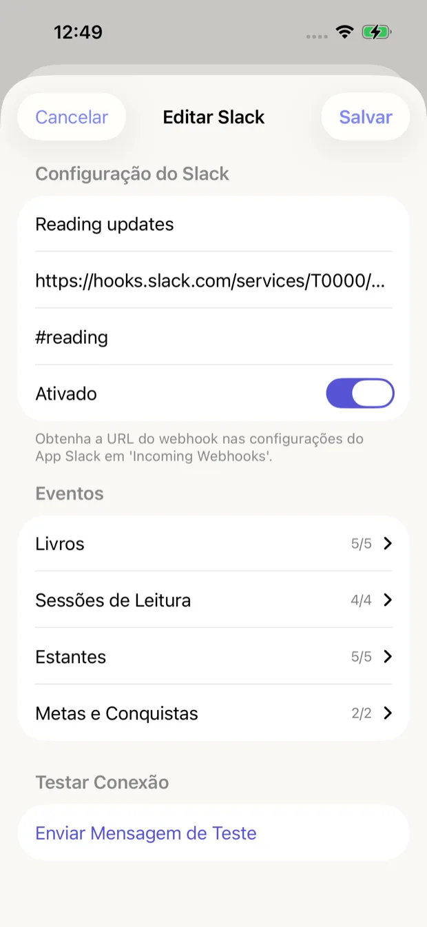 Configuração da integração com Slack