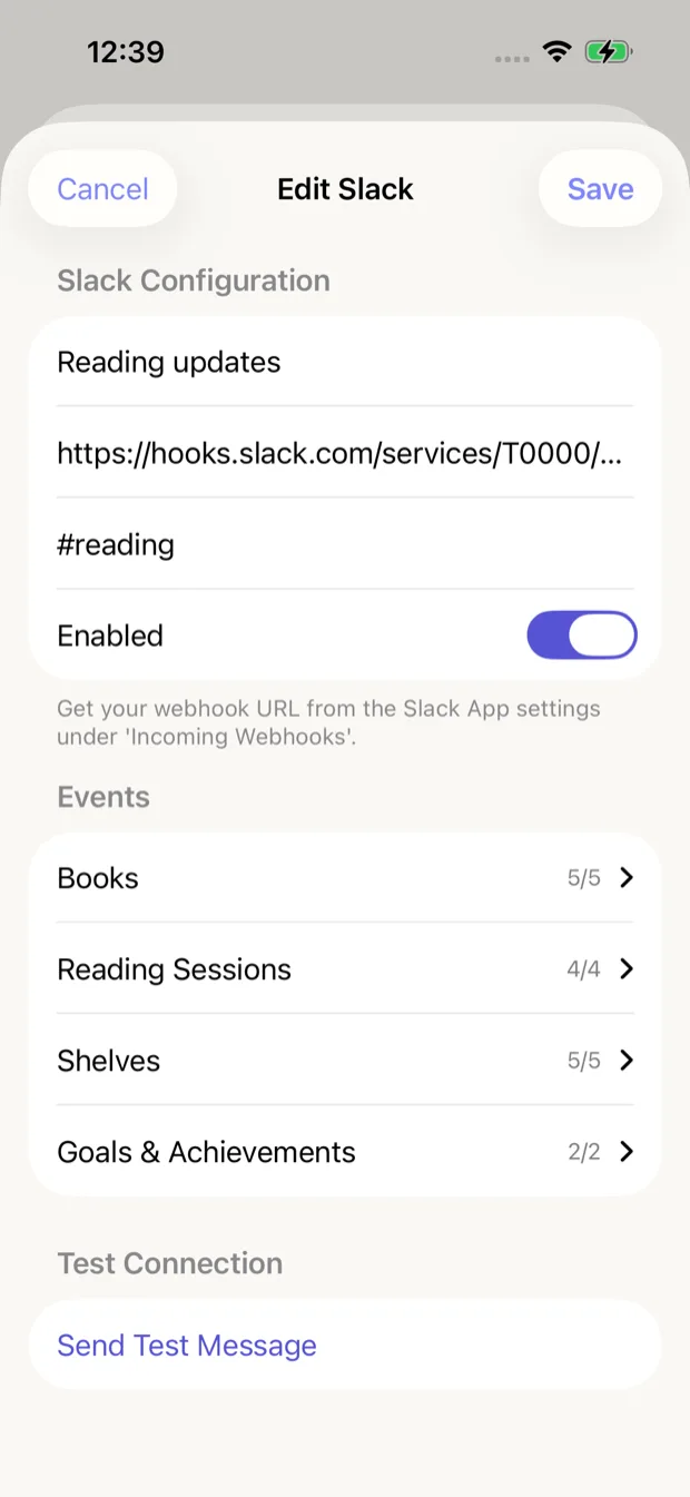 Slack integration configuration