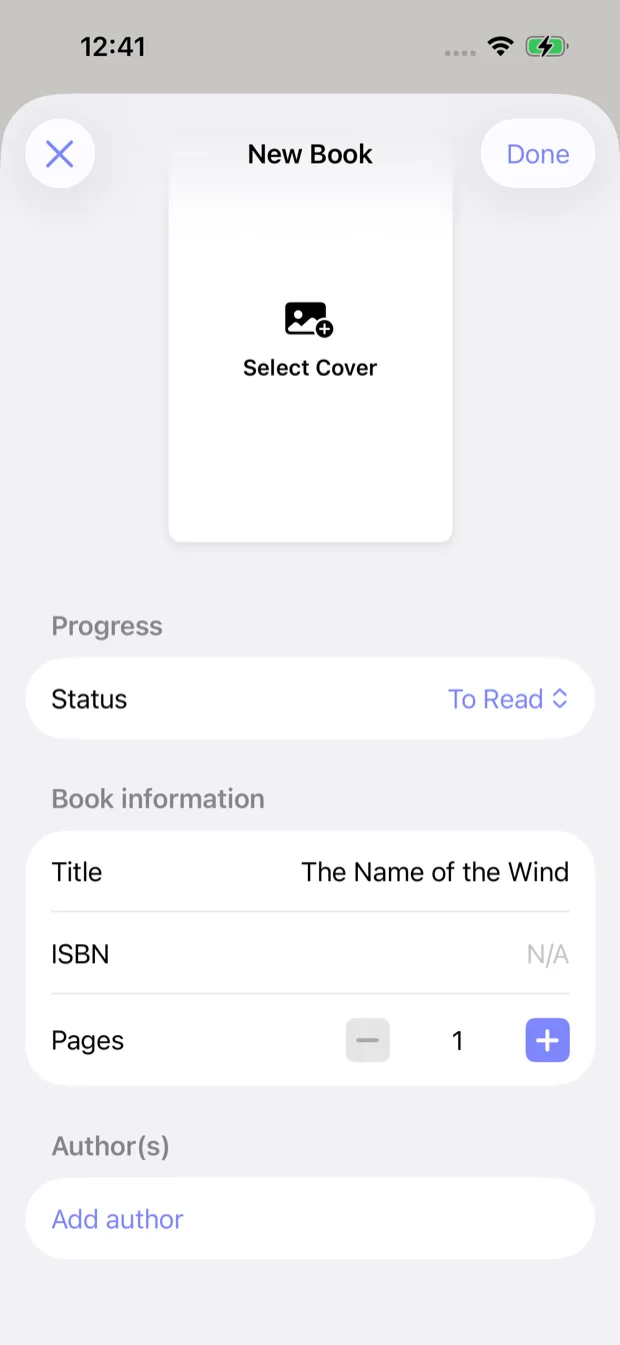 Adding a book manually with custom details