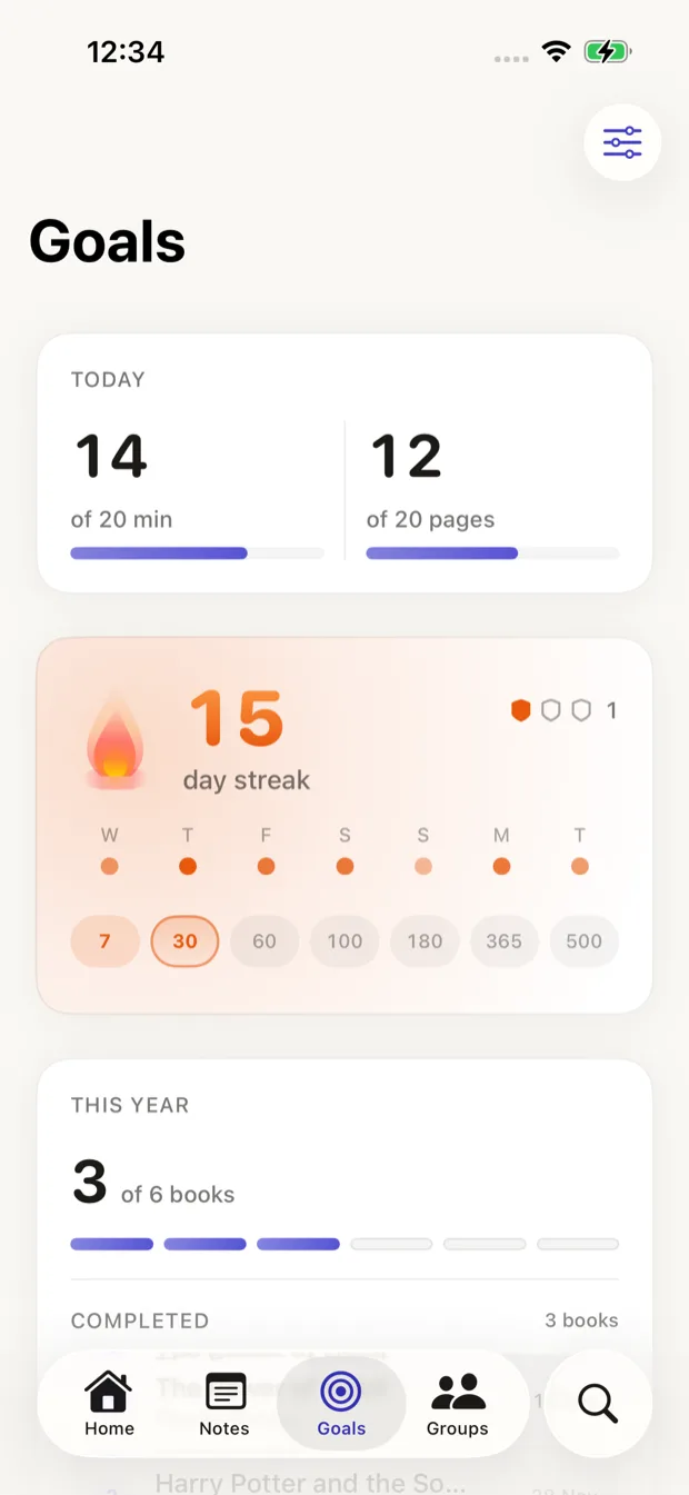 Reading activity heatmap with pattern insights, streak, and active days