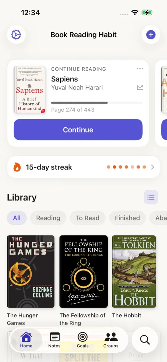 Book Reading Habit on iPhone