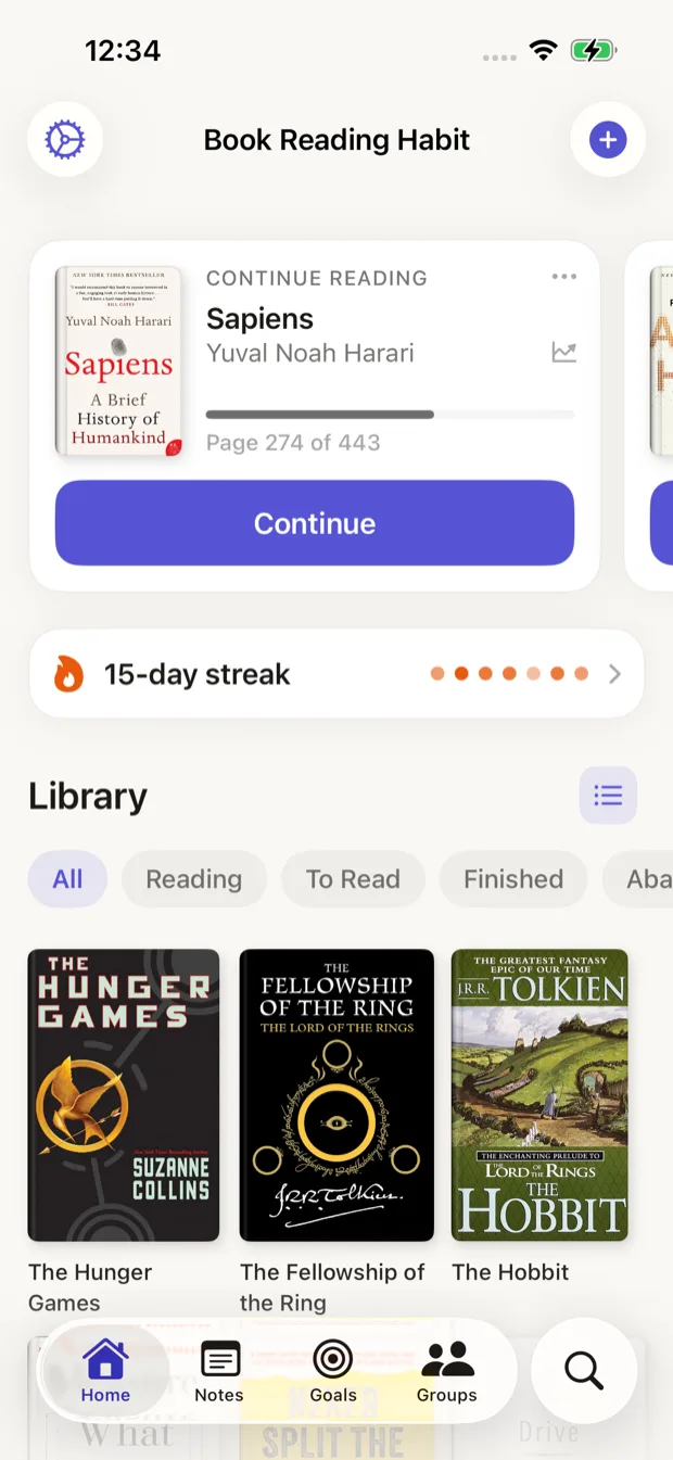 Book Reading Habit on iPhone