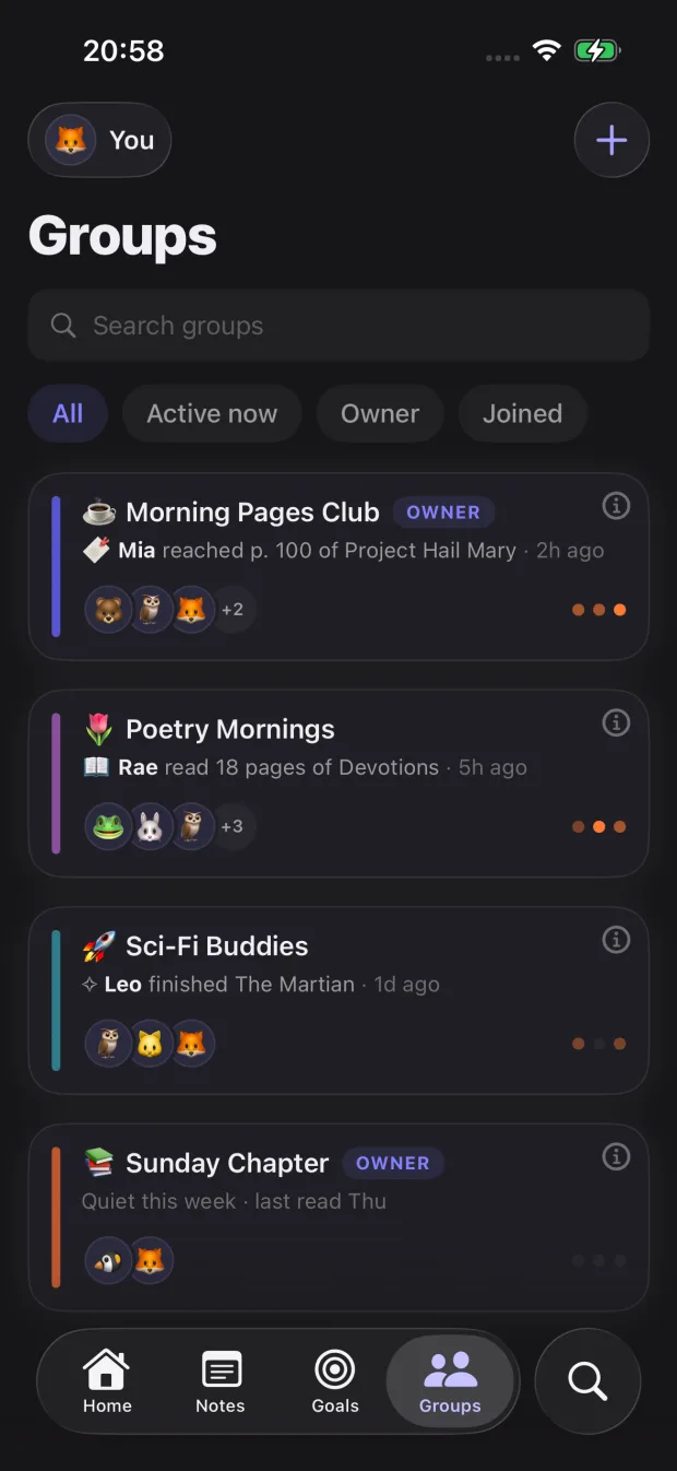 Seus grupos de leitura