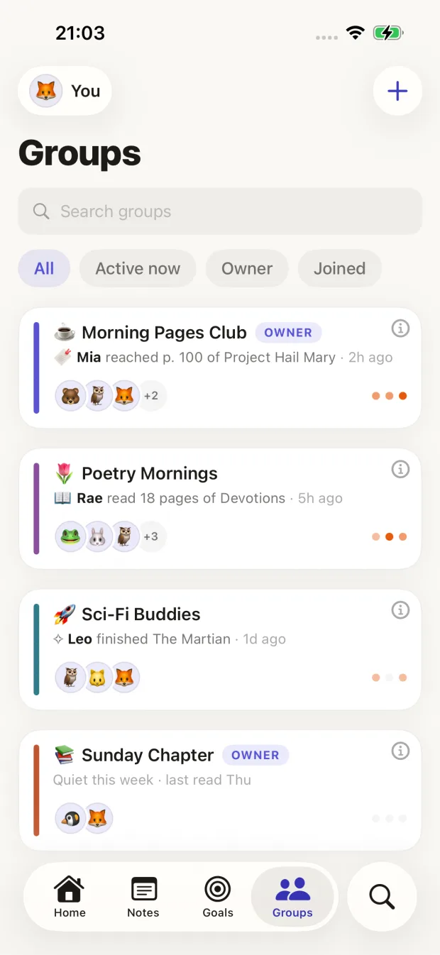 Seus grupos de leitura