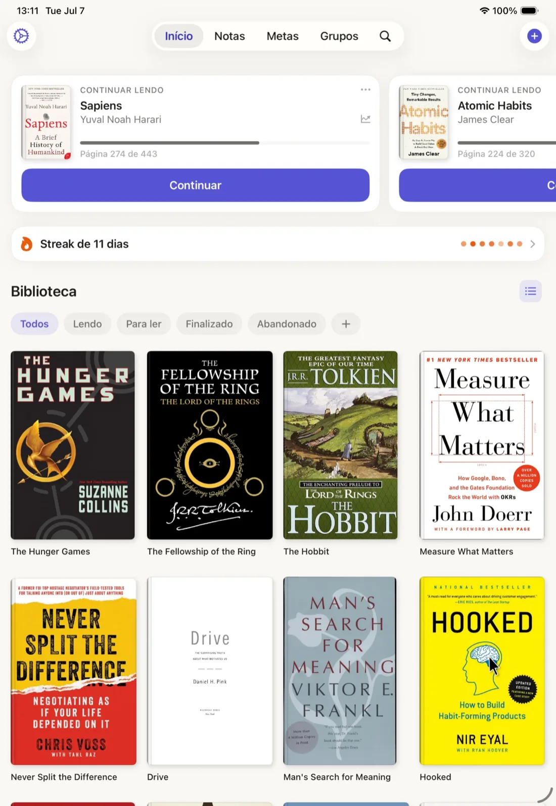 Book Reading Habit no iPad